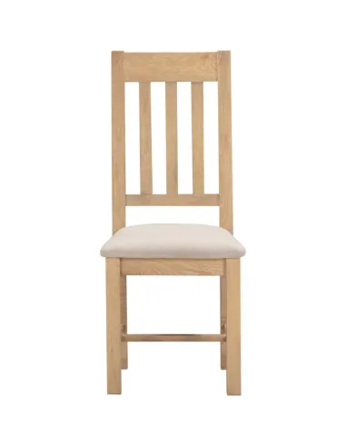 Windsor Slatted Dining Chair - Natural Oak/Oat Fabric