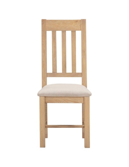 Windsor Slatted Dining Chair - Natural Oak/Oat Fabric