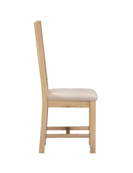 Windsor Slatted Dining Chair - Natural Oak/Oat Fabric