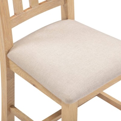 Windsor Slatted Dining Chair - Natural Oak/Oat Fabric