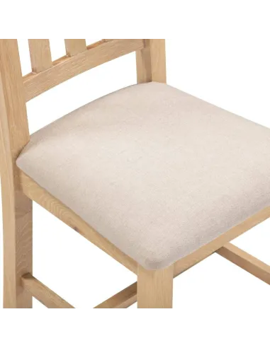 Windsor Slatted Dining Chair - Natural Oak/Oat Fabric