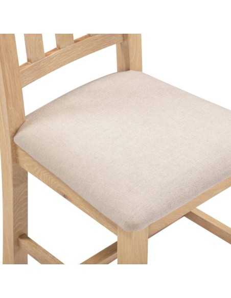 Windsor Slatted Dining Chair - Natural Oak/Oat Fabric