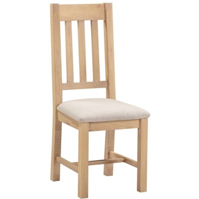 Windsor Slatted Dining Chair - Natural Oak/Oat Fabric