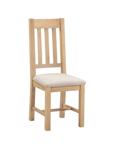Windsor Slatted Dining Chair - Natural Oak/Oat Fabric