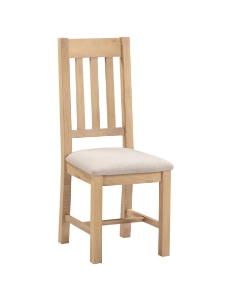 Windsor Slatted Dining Chair - Natural Oak/Oat Fabric
