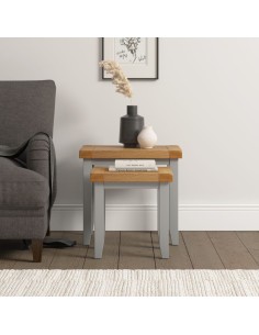 Windsor Nest Of 2 Tables - Pebble Grey/Oak