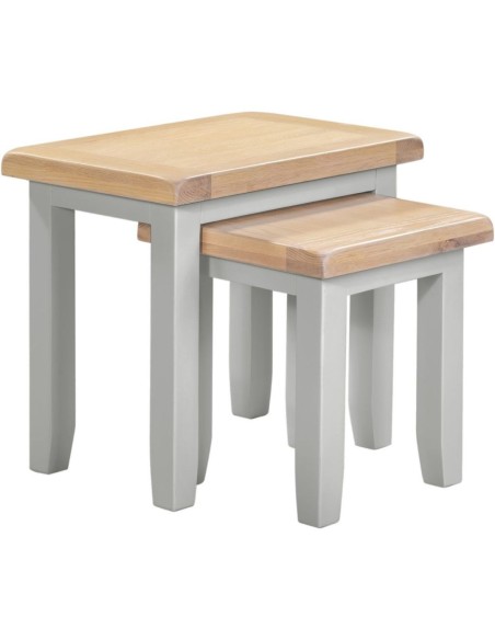 Windsor Nest Of 2 Tables - Pebble Grey/Oak