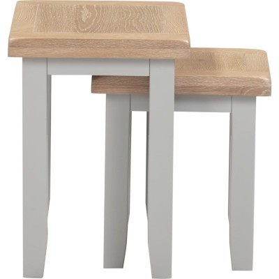 Windsor Nest Of 2 Tables - Pebble Grey/Oak