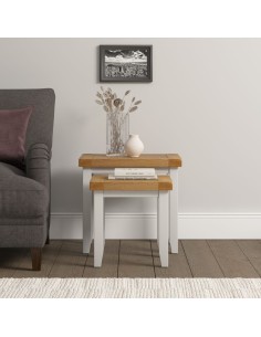 Windsor Nest Of 2 Tables - Ivory/Oak