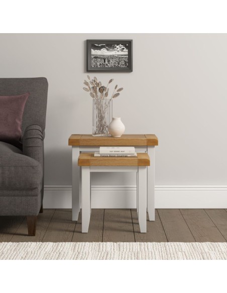 Windsor Nest Of 2 Tables - Ivory/Oak