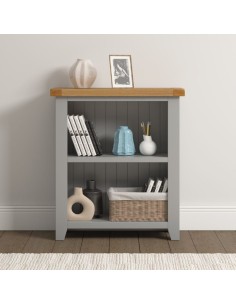 Windsor Low Bookcase - Pebble Grey/Oak