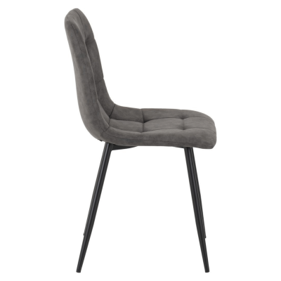 Fenton Dining Chair - Dark Grey Suede Fabric