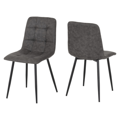 Fenton Dining Chair - Dark Grey Suede Fabric
