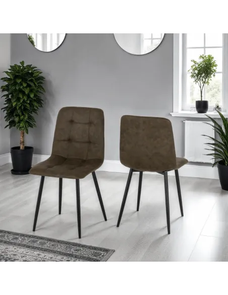 Fenton Dining Chair - Olive Green Suede Fabric