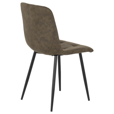Fenton Dining Chair - Olive Green Suede Fabric