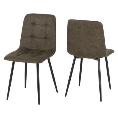 Fenton Dining Chair - Olive Green Suede Fabric