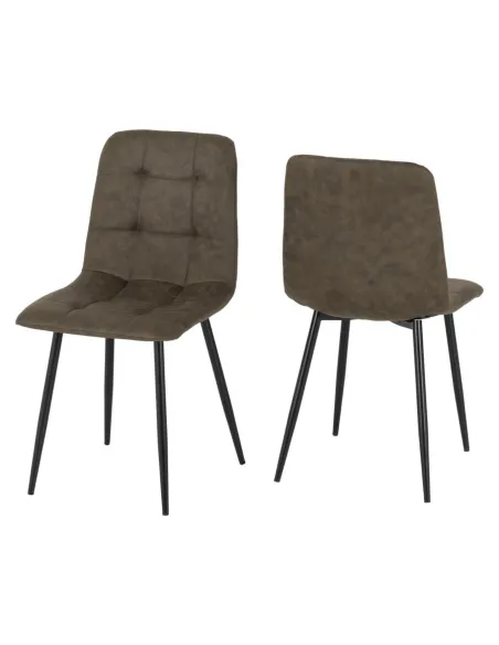 Fenton Dining Chair - Olive Green Suede Fabric