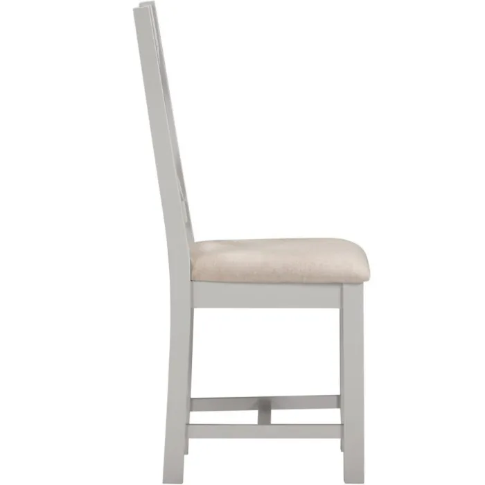Windsor Cross Back Dining Chair - Pebble Grey/Oat Fabric