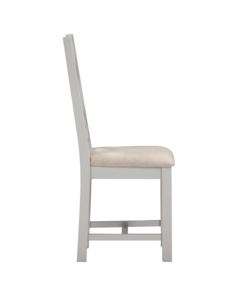Windsor Cross Back Dining Chair - Pebble Grey/Oat Fabric