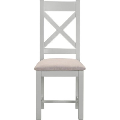 Windsor Cross Back Dining Chair - Pebble Grey/Oat Fabric