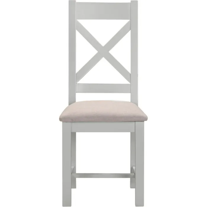 Windsor Cross Back Dining Chair - Pebble Grey/Oat Fabric