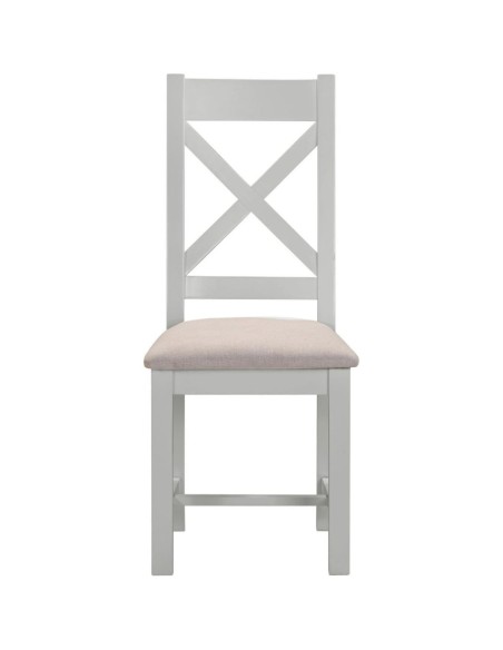 Windsor Cross Back Dining Chair - Pebble Grey/Oat Fabric