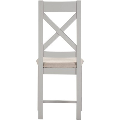 Windsor Cross Back Dining Chair - Pebble Grey/Oat Fabric