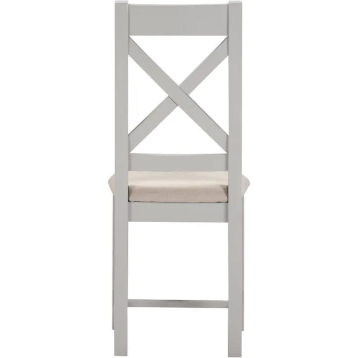 Windsor Cross Back Dining Chair - Pebble Grey/Oat Fabric
