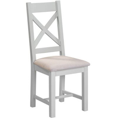 Windsor Cross Back Dining Chair - Pebble Grey/Oat Fabric