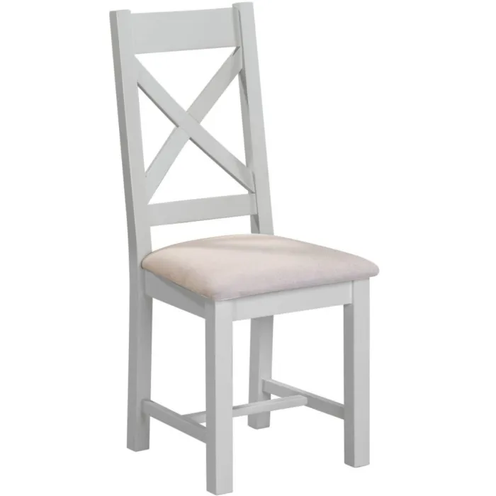 Windsor Cross Back Dining Chair - Pebble Grey/Oat Fabric