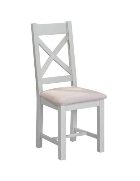 Windsor Cross Back Dining Chair - Pebble Grey/Oat Fabric