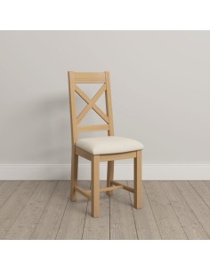 Windsor Cross Back Dining Chair - Natural Oak/Oat Fabric