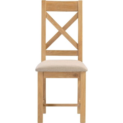 Windsor Cross Back Dining Chair - Natural Oak/Oat Fabric