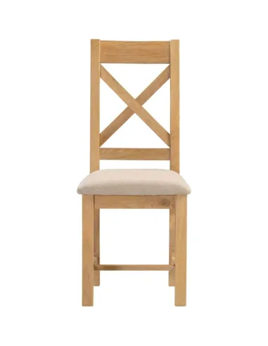 Windsor Cross Back Dining Chair - Natural Oak/Oat Fabric