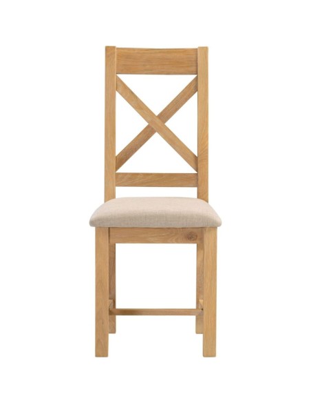 Windsor Cross Back Dining Chair - Natural Oak/Oat Fabric