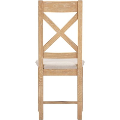 Windsor Cross Back Dining Chair - Natural Oak/Oat Fabric