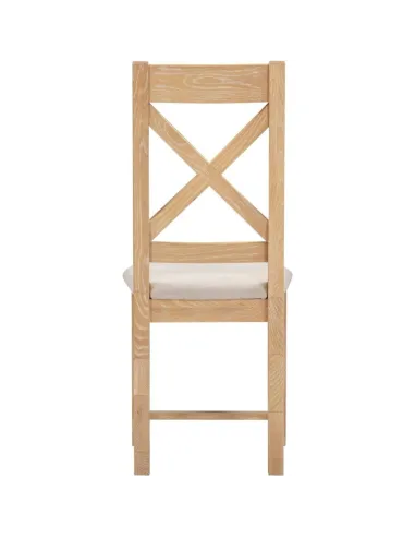 Windsor Cross Back Dining Chair - Natural Oak/Oat Fabric
