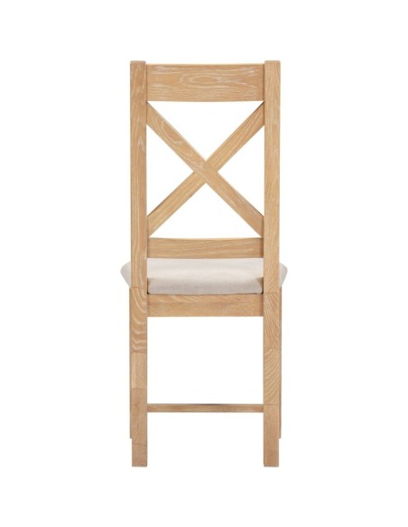Windsor Cross Back Dining Chair - Natural Oak/Oat Fabric