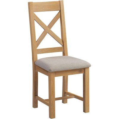 Windsor Cross Back Dining Chair - Natural Oak/Oat Fabric