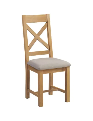 Windsor Cross Back Dining Chair - Natural Oak/Oat Fabric