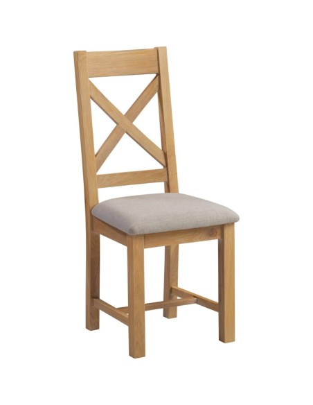 Windsor Cross Back Dining Chair - Natural Oak/Oat Fabric
