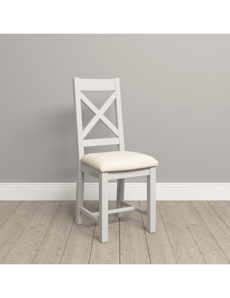 Windsor Cross Back Dining Chair - Ivory/Oat Fabric