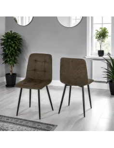 Fenton Dining Set (X6 Chairs) - White/Olive Green Suede Fabric 2