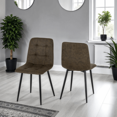Fenton Dining Set (x4 Chairs) - White/Olive Green Suede Fabric