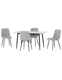 Fenton Dining Set (x4 Chairs) - White/Light Grey Fabric
