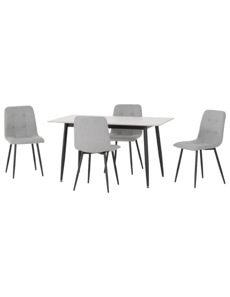 Fenton Dining Set (x4 Chairs) - White/Light Grey Fabric