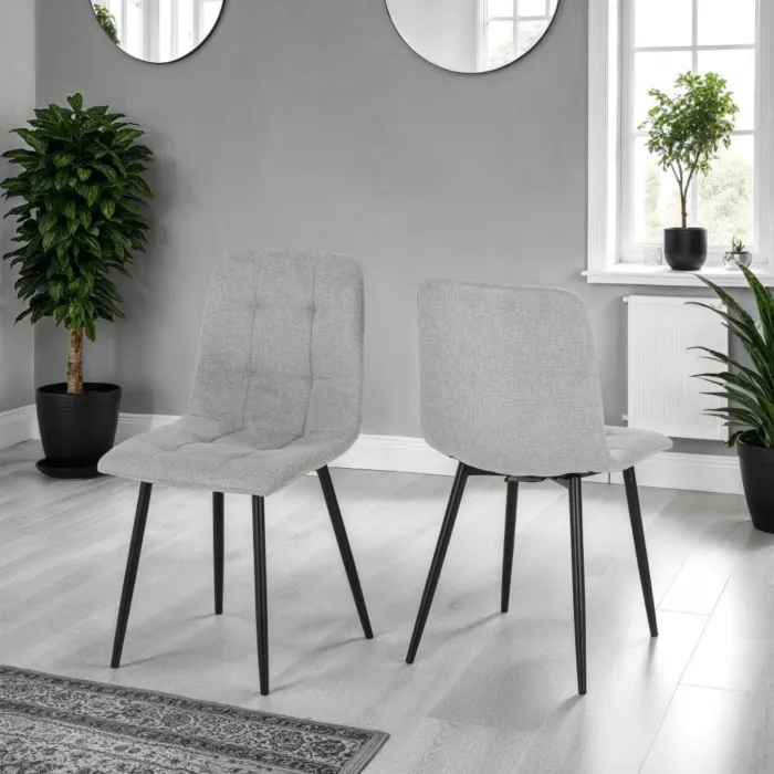 Fenton Dining Set (x4 Chairs) - White/Light Grey Fabric