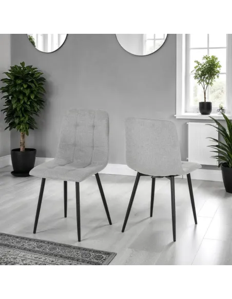 Fenton Dining Set (x4 Chairs) - White/Light Grey Fabric
