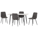 Fenton Dining Set (x4 Chairs) - White/Dark Grey Suede Fabric