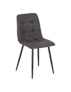 Fenton Dining Set (x4 Chairs) - White/Dark Grey Suede Fabric 2